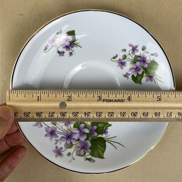 HTF VTG Royal Grafton Fine Bone China “Violets” Teacup Saucer Plate Trio England - Picture 12 of 14